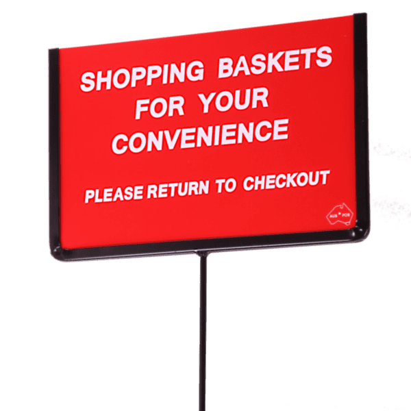 Shopping Basket Stand W/ Courtesy Sign 20L | Mills Display