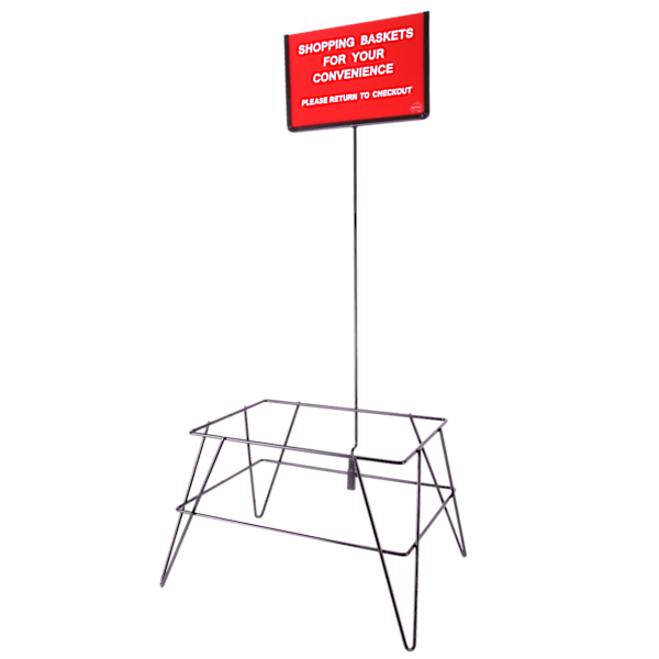 Shopping Basket Stand w/ Courtesy Sign 26L