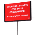 Shopping Basket Stand w/ Courtesy Sign 26L