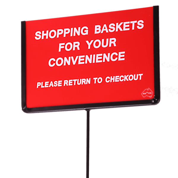 Shopping Basket Stand w/ Courtesy Sign 26L